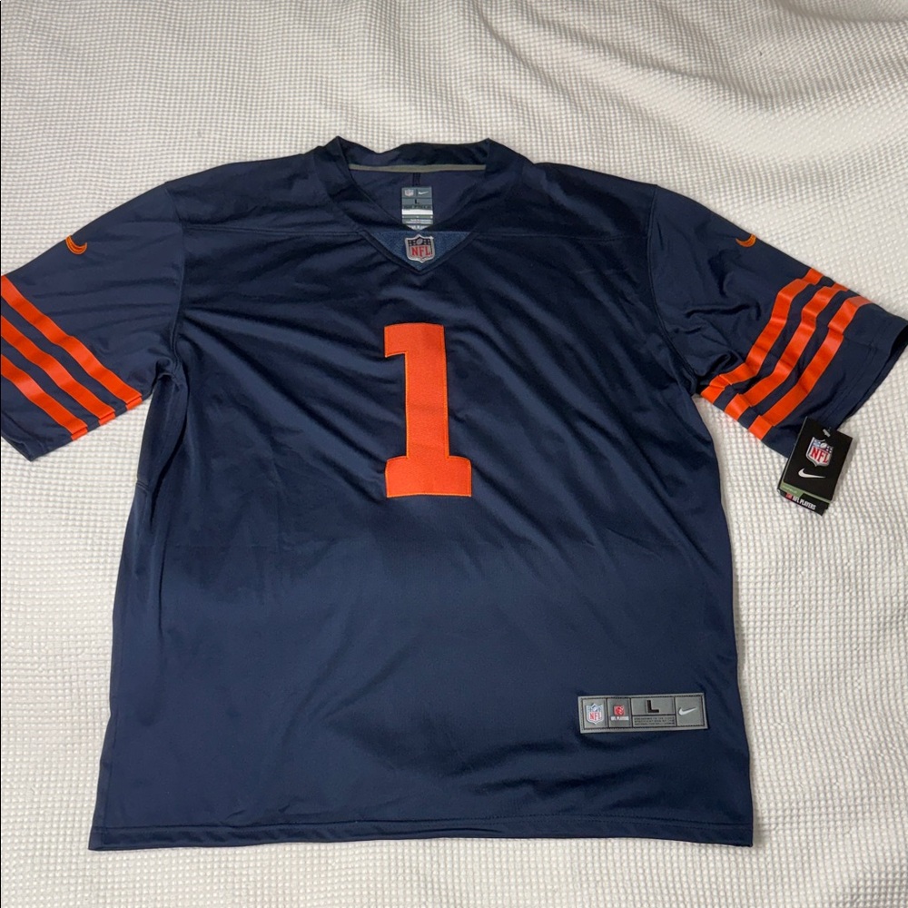 NFL On The Field- Chicago Bears Blue & Orange Stitched #1 Fields Jersey - Large